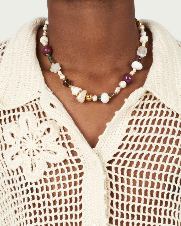 evelyn rainbow bead and pearl necklace - $68